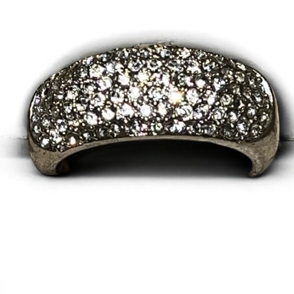 Silver CZ Pavè Heavy Band Ring Signed NVC Sz 8 - Picture 2 of 9